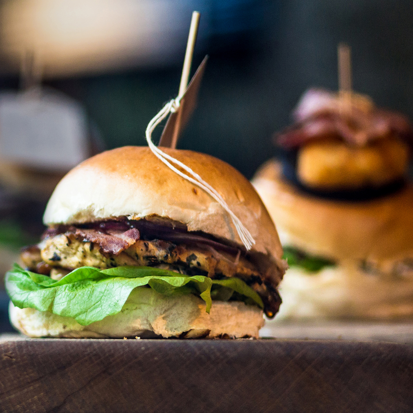 Freshly Flame Grilled Burgers at Food Market